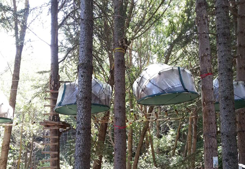 Tree tents on our Family Sicily Multi-Activity Adventure